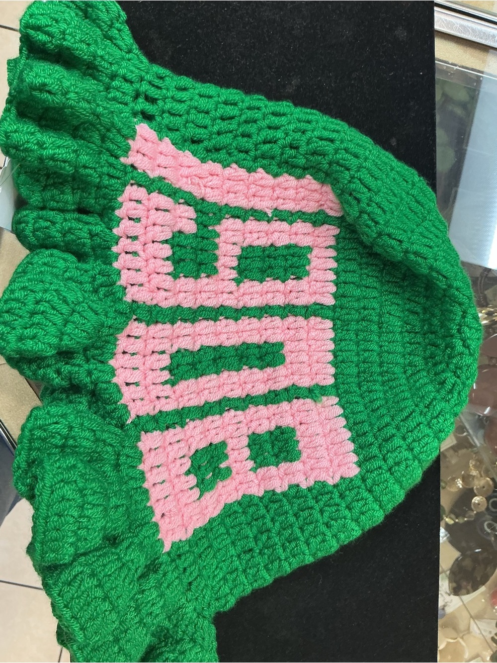 Green and Pink Crochet Women's Sweater 1908